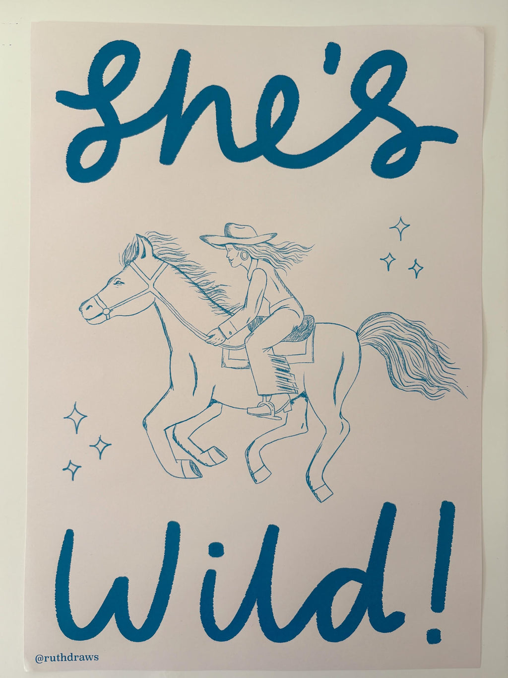 She’s Wild Cowgirl Horse Art Print