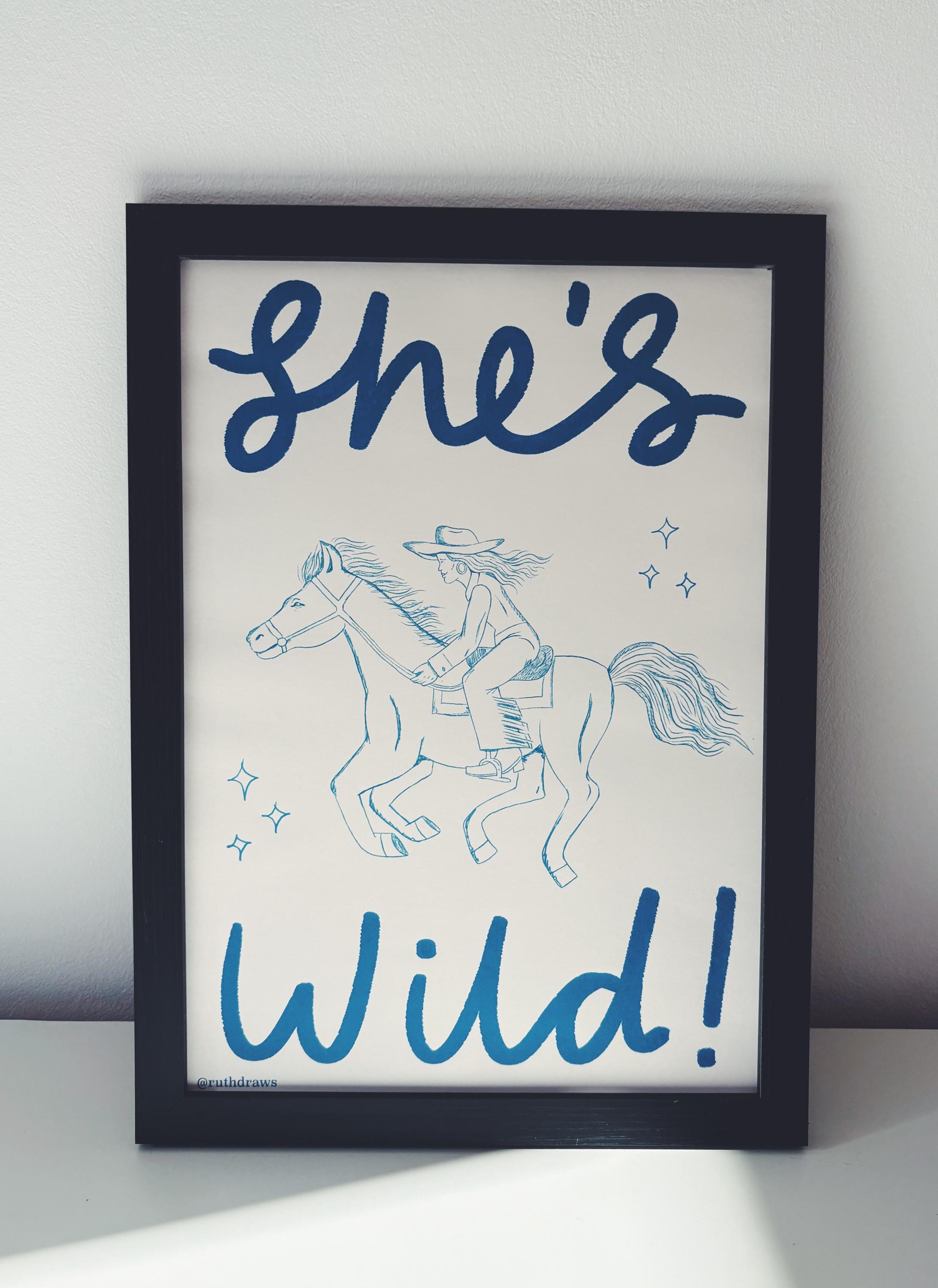 She’s Wild Cowgirl Horse Art Print